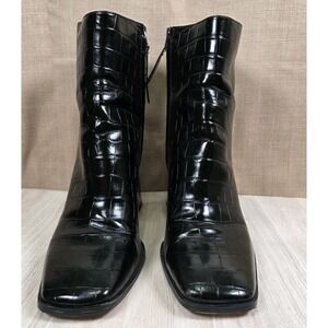 Circus by Sam Edelman Black Croc Heeled Boots